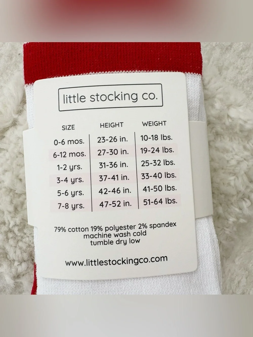 NWT Little Stocking Co. Red & White Knit Tights Peppermint Stripe 6-12 months